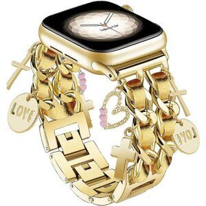 NEW Gold Cuban Apple Watch Band with Charms